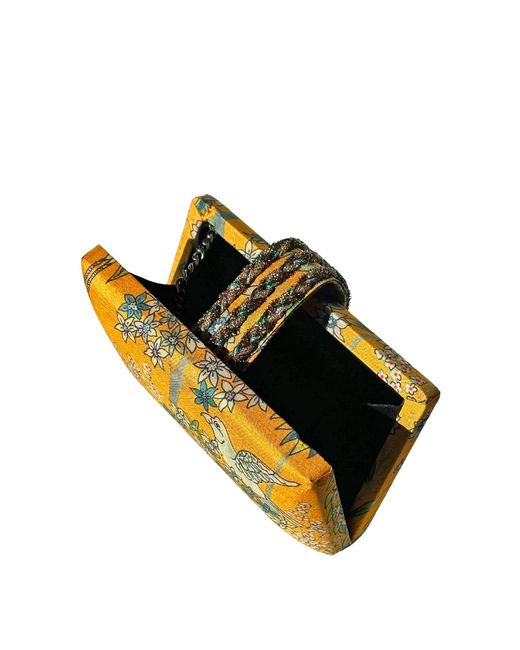 Simitri Orange Paradise Bird Braided Clutch