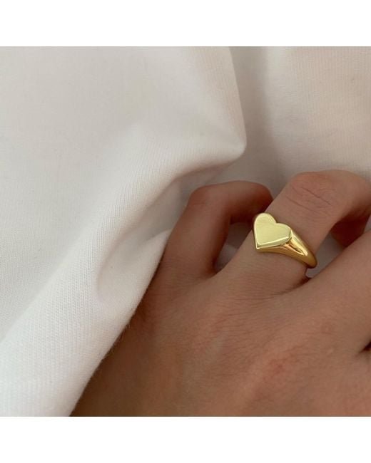 Spero London Metallic Sterling Heart Love Signet Ring