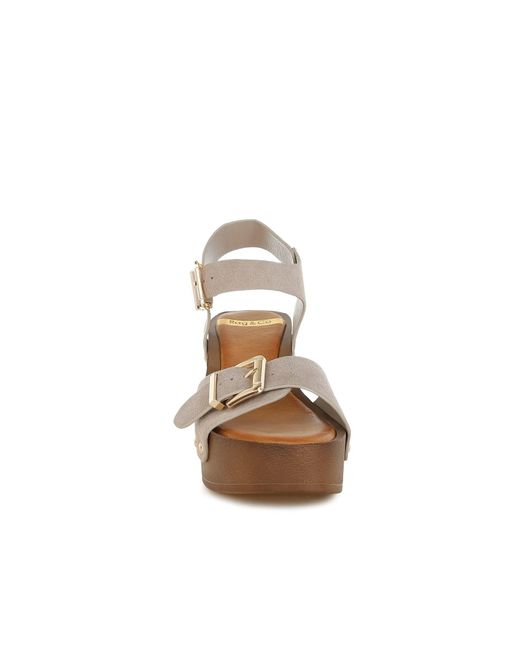 Rag & Co Multicolor Neutrals Lhasa Real Suede Leather Clog Sandals