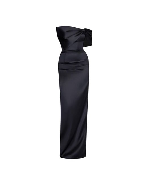 Moda Glam Blue Grace Strapless Statement Bow Gown