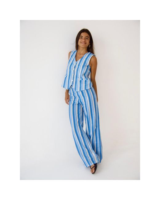 Mind Traveler Blue Ana Linen Vest Top