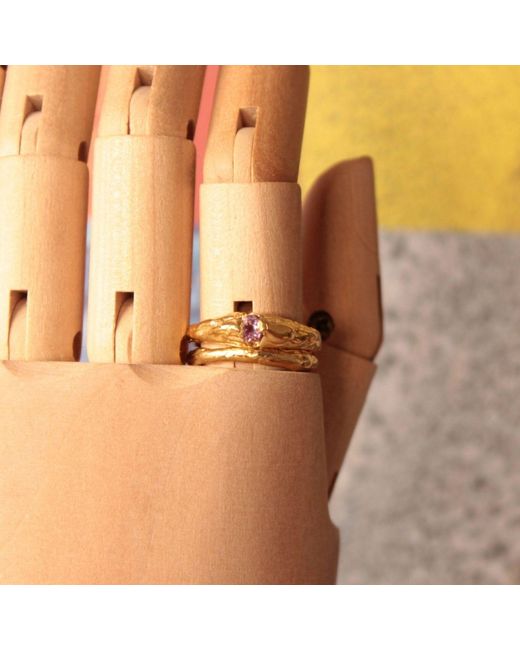 ASSUWA Metallic Amphitrite Ring With Amethyst