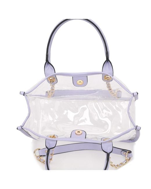 Mkf Collection - J'omor White Diva Pvc Tote Bag With Tweed Bucket Bag