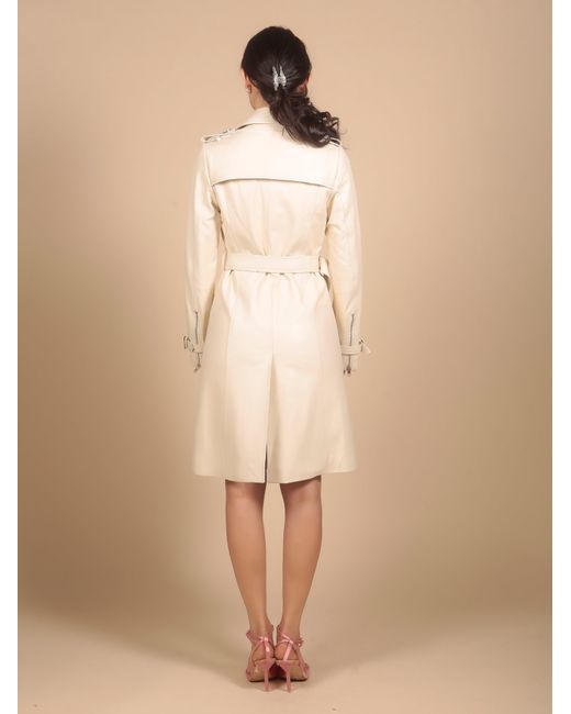 Santinni Natural Neutrals 'Belle Du Jour' 100% Leather Trench Coat
