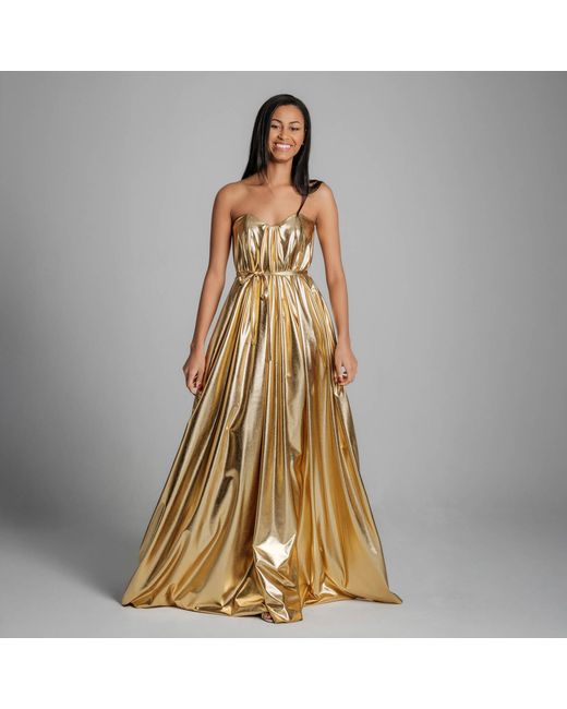 Imaatu Metallic Quiet Glam Maxi Gown – Corseted Premium Faux Leather & Hidden Pockets