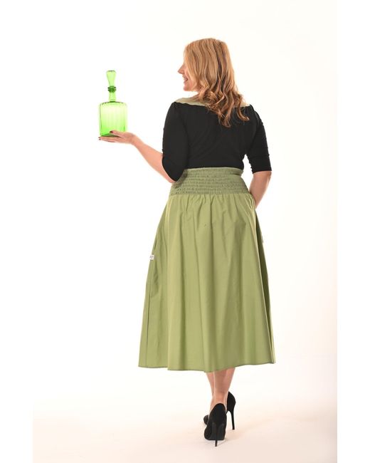 Frock Tales Green Orchid Midi Skirt With Pockets
