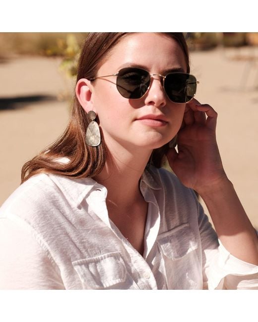 LIKHÂ Brown Classic Trapezoid Mother-Of-Pearl Earrings