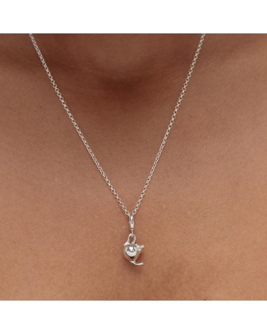 Lily Charmed Metallic Sterling Teapot Charm Necklace