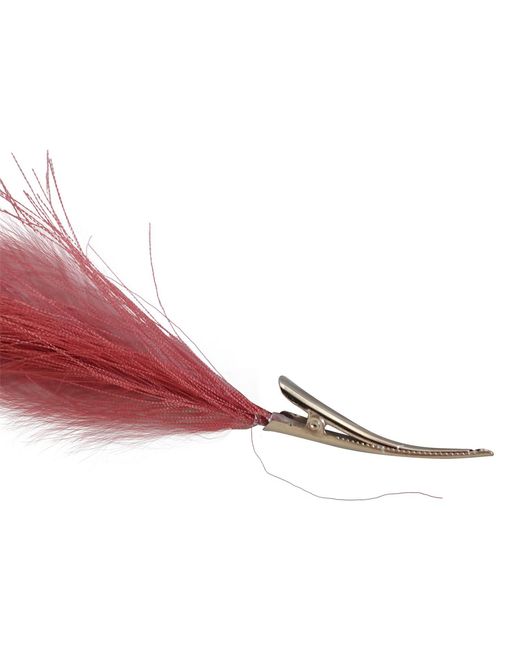 Romer Millinery Red Faux Feather Clip For Hair, Hats & Turbans. Rose, Straight