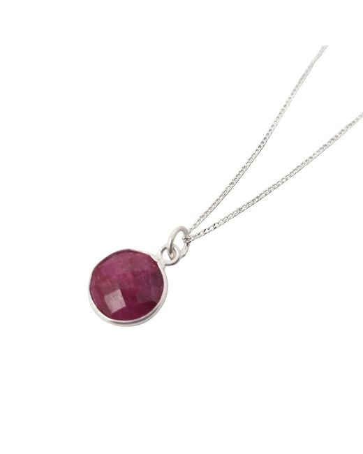 Harfi Purple Sterling Round Ruby Necklace