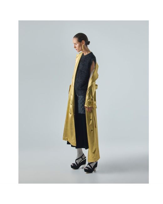 Julia Allert Metallic Belted Double-breasted Trench Dress Jersey