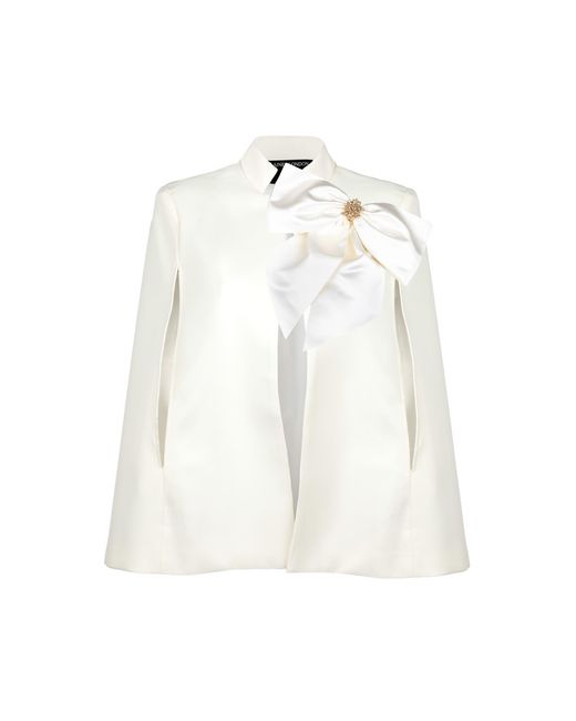House of Laines London White Neutrals Laines Ivory Couture Tailored Cape With Embellished Ivory & Bow