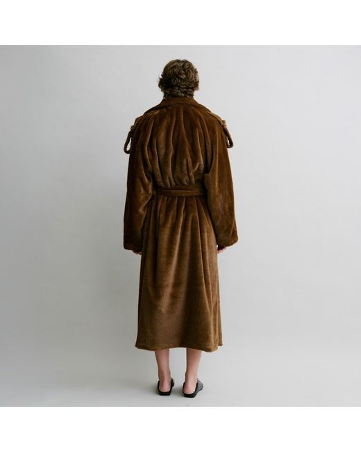 Luroq London Brown Plush Wrap Overcoat