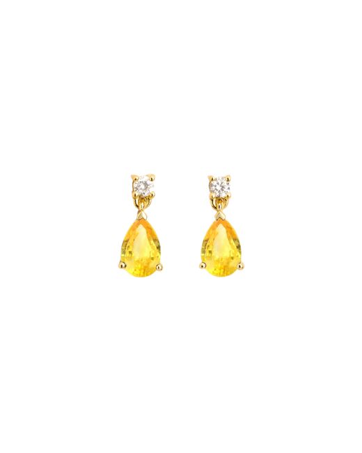 Juvetti Yellow Pisa Earrings Set With Sapphire & Diamond