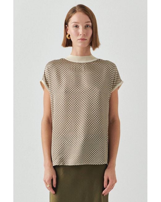 Exquise Gray Penny Sleeve Crew Neck Blouse