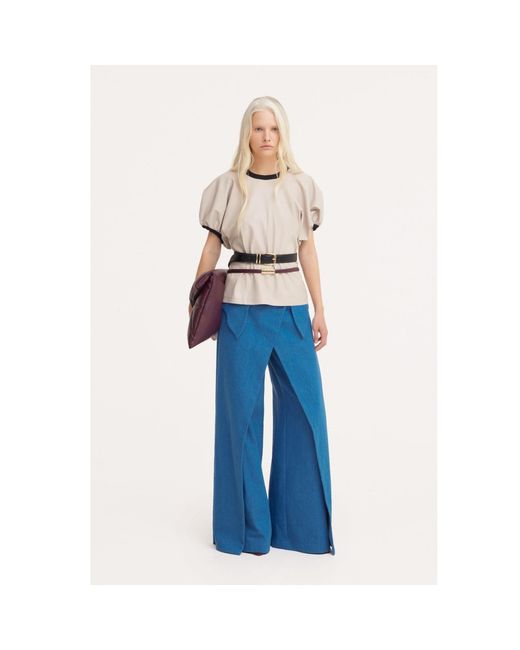 Julia Allert Multicolor Neutrals Puff Sleeve Faux Leather Top –