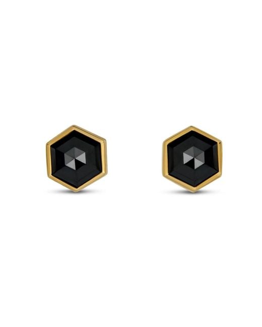 Rahul's Jewels Black Sanctum Hexa Earrings Pair -14 Karat With Genuine Diamond