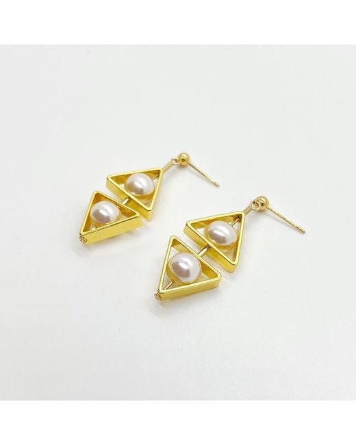 Aracheli Studio Metallic Double Triangle Pearl Art Earrings