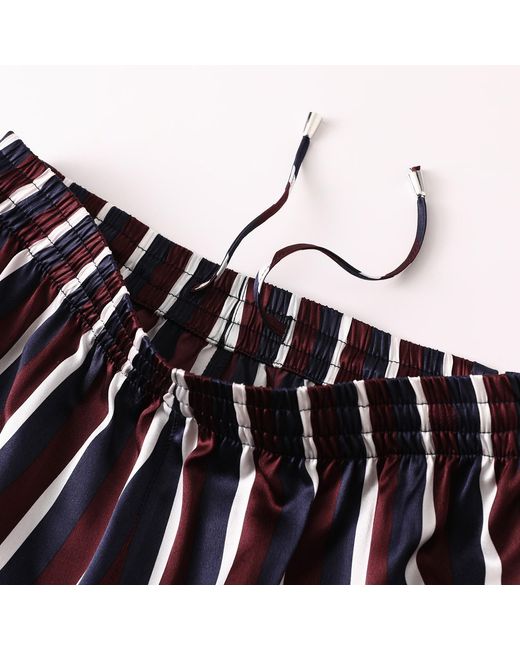 Soft Strokes Silk Blue Pure Mulberry Silk Striped Shorts for men