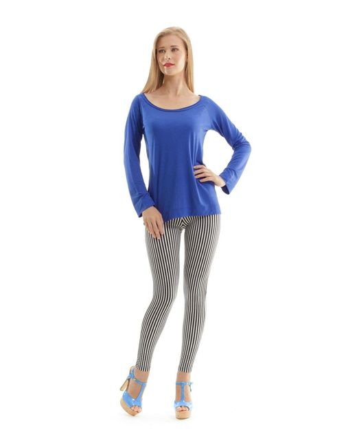 Conquista Blue Long Sleeve Off-Shoulder Top