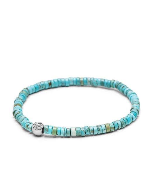Nialaya Blue Wristband With Heishi Beads for men