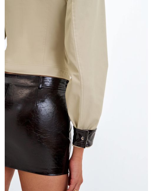 Miss Circle New York Black Vivian Mocha Faux Leather Low-Rise Mini Skirt