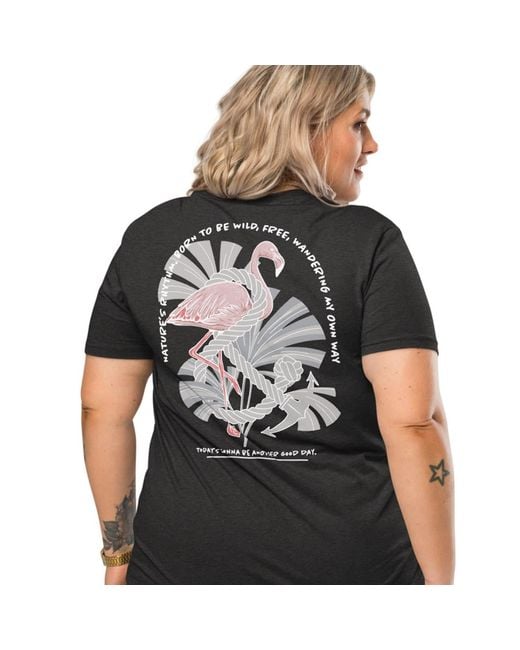 Anchor and Crew Black Heather Flamingo Another Good Day Organic Cotton T-Shirt