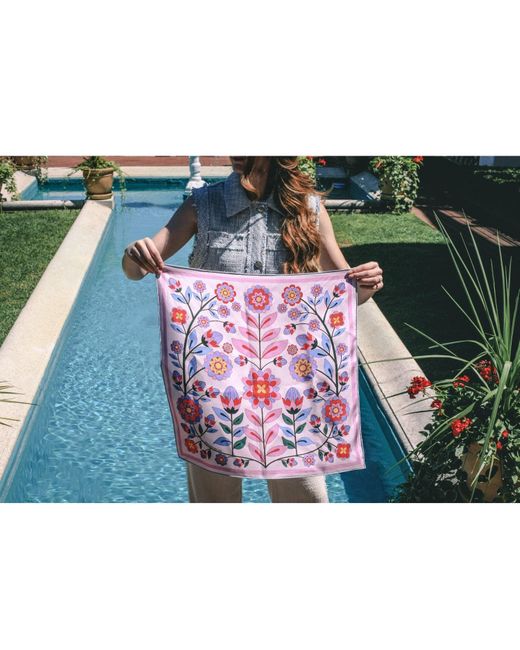 Jessie Zhao New York Red Silk Scarf Of Garden