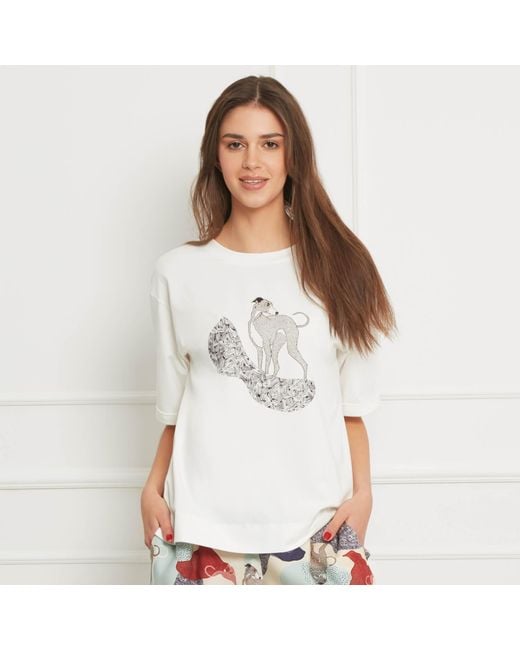Oh!Zuza White Short Sleeve Loose Fit T-Shirt Whippet