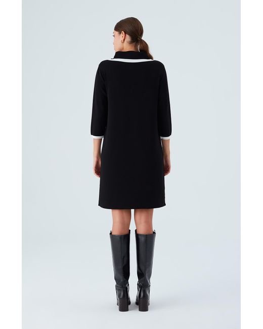 Peraluna Black Grace Loose Fit A-form Rayon Knit Dress In