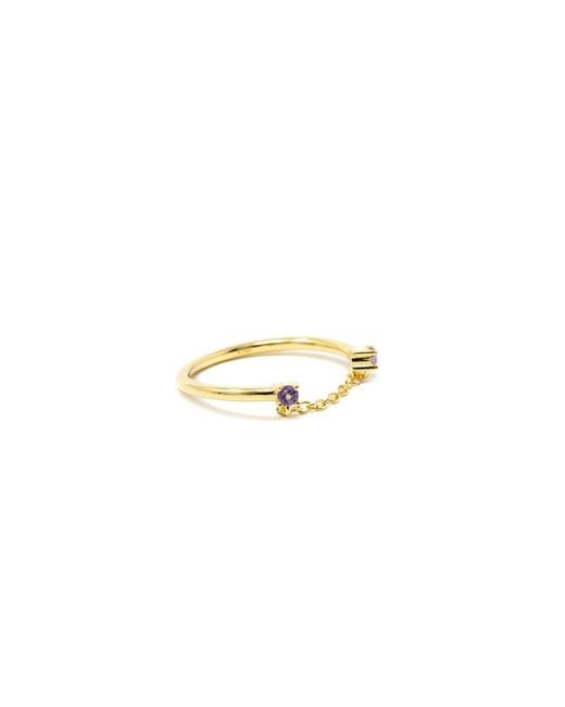 NASI SILVER Metallic Twogether Chain Ring- Amethyst