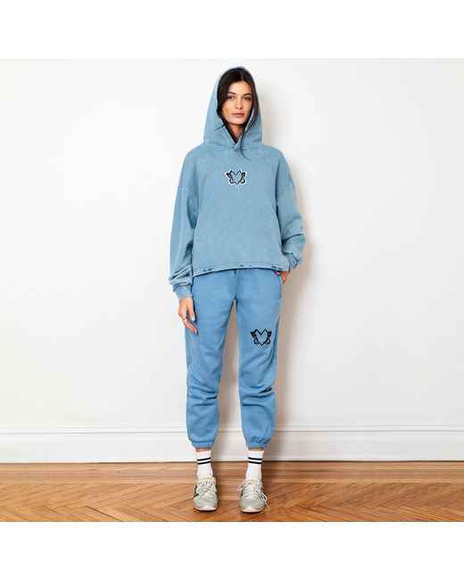 X Ilona Blue Blue Heart With Wings Mist Signature Streetware Distressed Hoodie