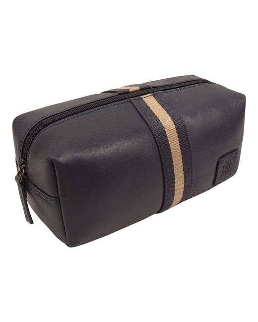 Lloyd Baker Gray Leo Leather Washbag for men