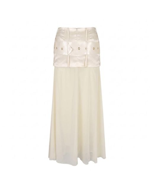 Modenaire Natural Elegant Sheer High-Waist Half Skirt With Flowing Silhouette