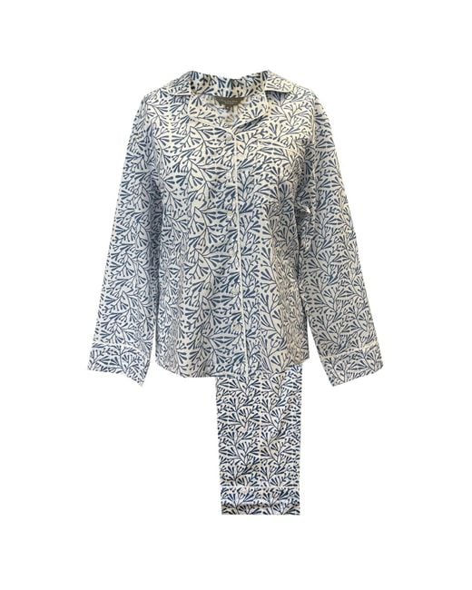 Lime Tree Design Blue Block Printed Pyjamas Bud