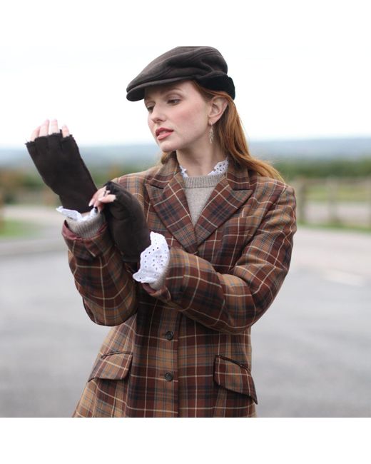 Owen Barry Brown Sheepskin Fingerless Gloves