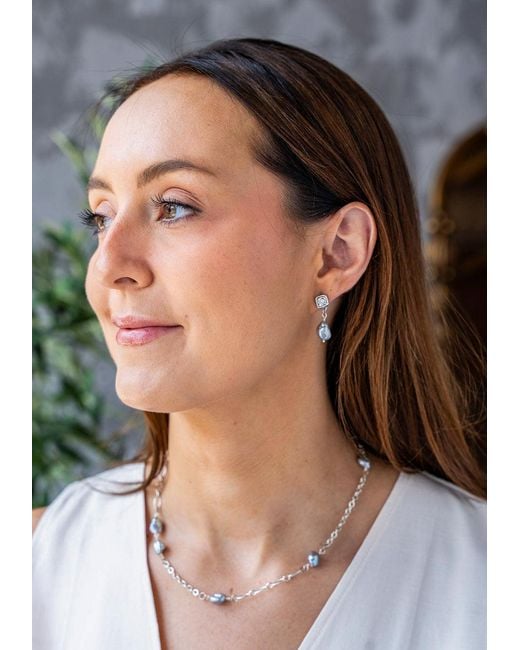 Loni Paul Jewelry Blue Keshi Pearl Drop Earrings