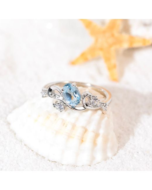 Azura Jewelry New York Blue Water Breathing Wave Topaz Ring Vermeil