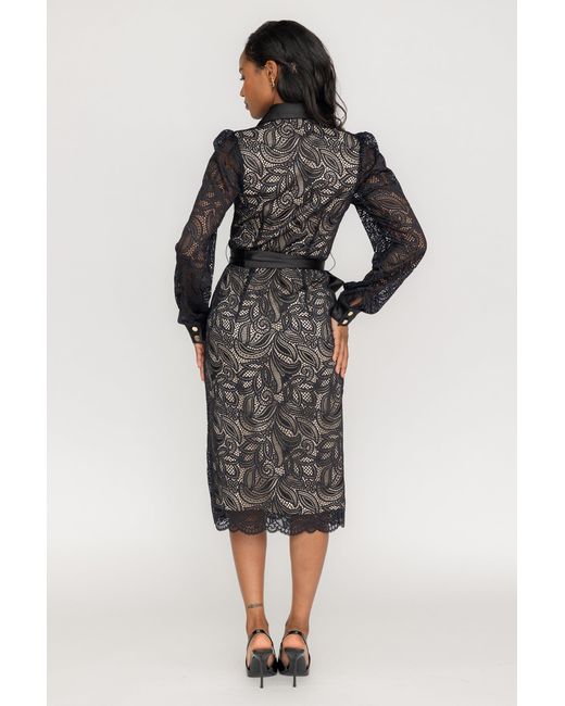 Zetaye Black Lyric Lace Shirt Dress