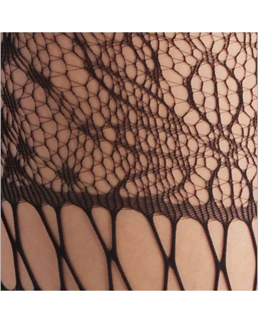 HIGH HEEL JUNGLE by KATHRYN EISMAN Natural Chevonne Lace And Satin Fishnet Tights