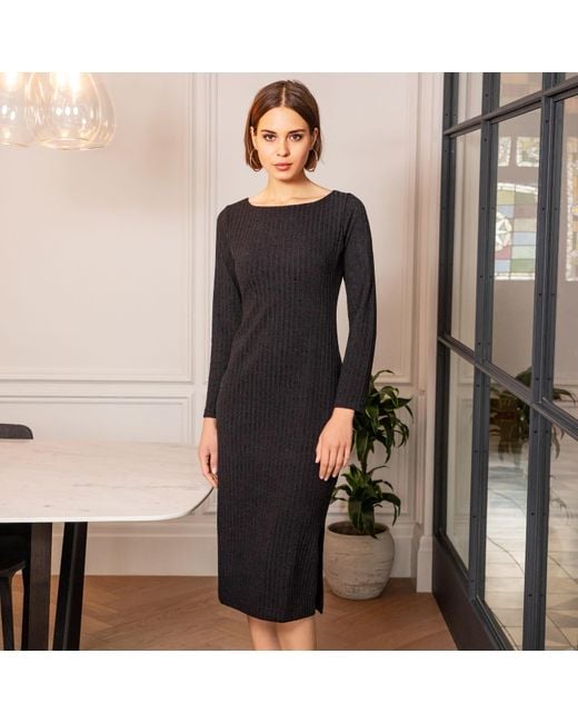 Alie Street London Blue Noelle Rib Knit Jumper Dress