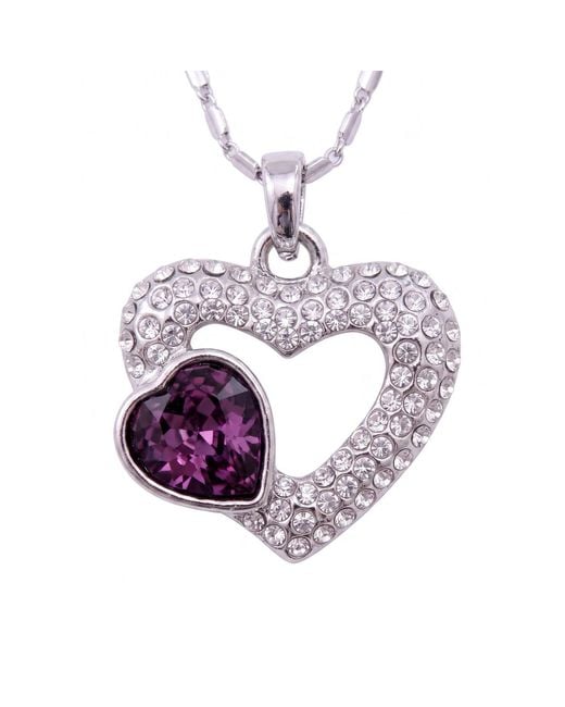 Modenaire White Double Heart Crystal Pendant Necklace