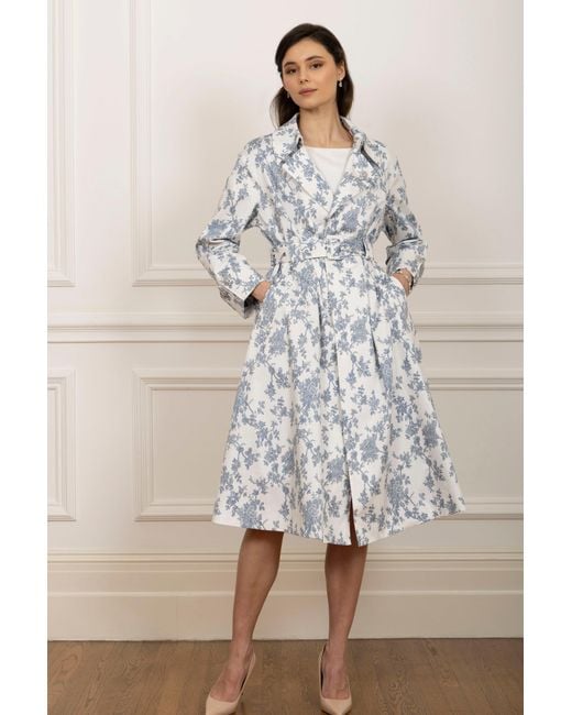 Santinni Bluebell Belted Cotton Toile Trench Coat