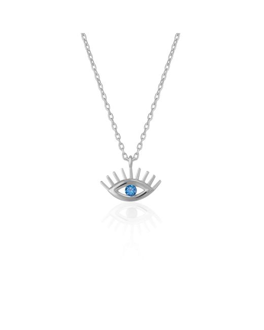 Spero London Metallic Aqua Eye Evil Eye Sterling Necklace