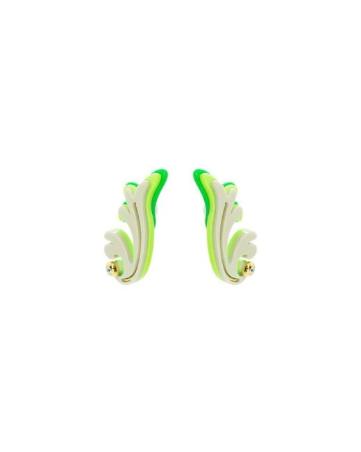 Gissa Bicalho Green Acrylic Handmade Earring Rosebush Clay