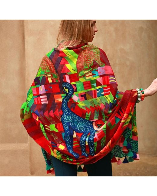 Beatrice von Tresckow Pink Neon Savanna Stilvoll Wool Shawl