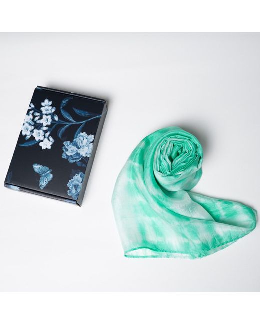 Silk and Bears Green Mint Shibori Silk Shawl – Hand-Dyed Mulberry Silk Wrap