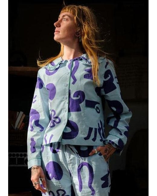 Wild Clouds Blue Organic Cotton Pyjama Shirt