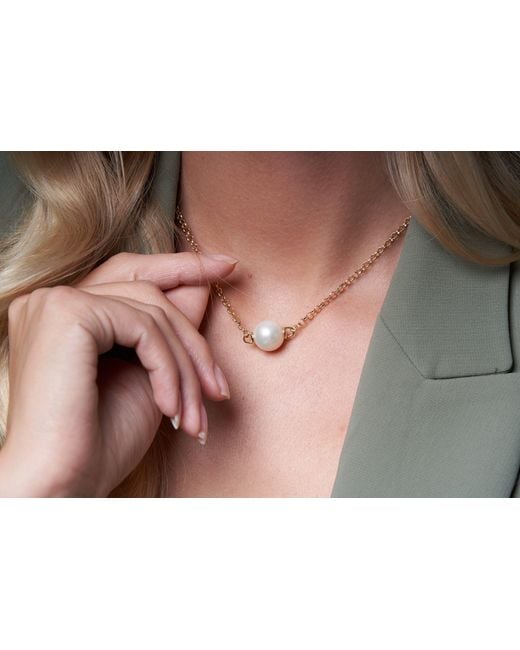 Pearls of the Orient Online Metallic Credo Plated Rolo Chain Necklace With Large Cultured Freshwater Pearl