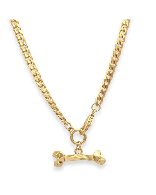 Frenvyrn Metallic Mars 18K Vermeil Cuban Chain Necklace With Dog Bone for men